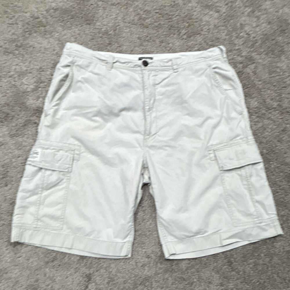 Polo‎ Jeans Co. Ralph Lauren Men's White Cotton Cargo Shorts Zip Button Pockets
